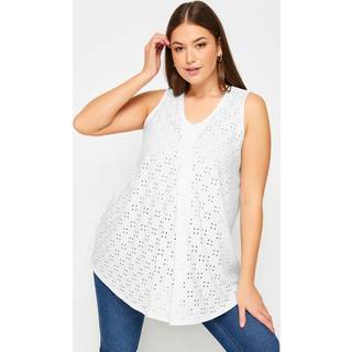 Yours Curve Yours Curve White Broderie Pleated Swing Vest