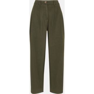 Whistles Whistles Khaki Green Petite Bethany Cotton Barrel Trousers