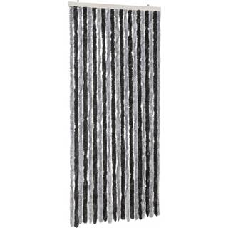flueforhæng 100x220 cm chenille grå og sort