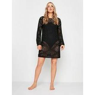 Long Tall Sally Long Tall Sally Black Crochet Mini Beach Dress