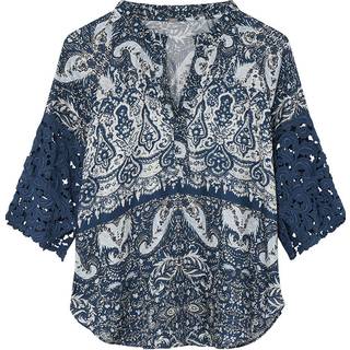 Gustav Naja blouse 53612 Dark Denim w. Lace Print