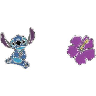Disney Lilo and Stitch Flower Studs - Silver - Blue