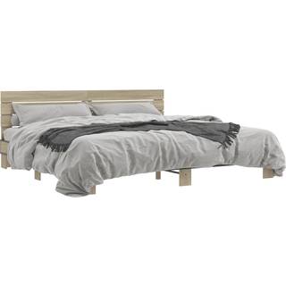 Sengeramme Konstrueret Træ Og Metal - Sonoma-eg / 200 x 200 cm