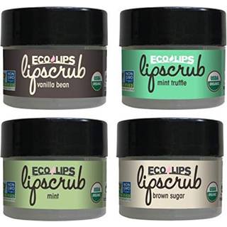 Eco Lips Lip Sugar Scrub 4 Pack (4-0,25 oz krukker) 100% Organisk l?beplejebehandling med organisk sukker & kokosn?ddeolie-Eksfolierede og polsk