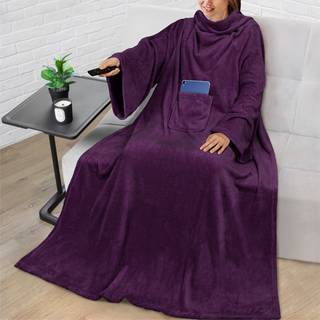Pavilia premium fleece t?ppe med ?rmer til kvinder m?nd Voksne b?rbart t?ppe varm hyggelig super bl?d ?rmet kast med arm gave til kvinder mor kon