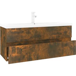 underskab med indbygget håndvask konstrueret træ røget egetræ