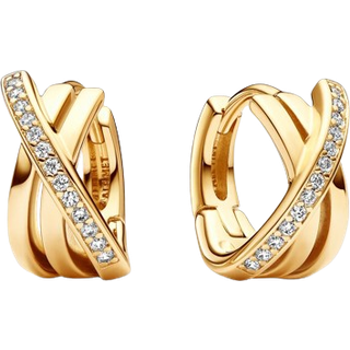 Pandora Crossover Pavé Gold Hoop Earrings