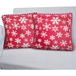 Pavilia Snowflake Red Throw Pillow Covers With Pom Pom 20x20 Sæt med 2 juledekorative pudebetræk til soveværelsesferie Små puder, der