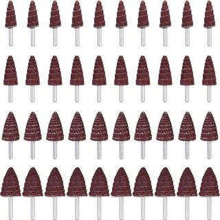 Mixiflor 40 Pack 1/4 """" Shank 80 Grit Cone Form Abrasive Sandpapirklap Sanding Wheel Grinding Hoved Rotationsværktøj til slibning og polering på