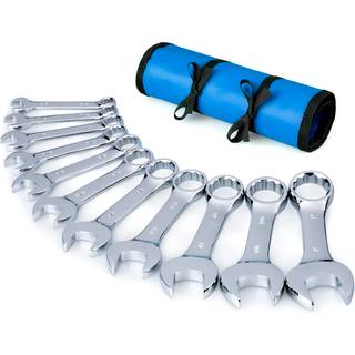 Premium stubby kombinationsn?gle s?t med roll-up pose 11-delt SAE 3/8 til 1 ingen springet tomme st?rrelse | CR-V st?l spejlpoleret finish | Kort