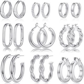 Sølvbøjleøreringe til kvinder Små kirurgiske stålbøjleøreringe rustfrit stål øreringe til kvinder