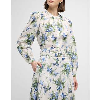 Veronica Beard Ashlynn floral cotton shirt - white - 4 XS