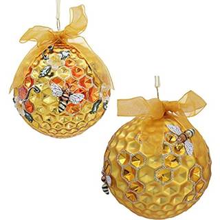 Kurt S. Adler Glass juletr? ornamentferie dekorationer traditionelle (3,25 """" s?t med 2 humle honningkage bikubbolde ornament d? Cor t2702)