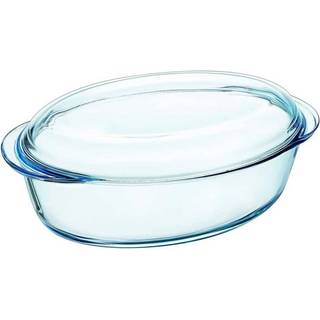 Oval skål med låg, lavet af varmebestandigt glas, 3,1 L + 1 L - PYREX