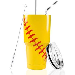 Joyclub 30oz tumbler rustfrit stål dobbelt væg vakuum isoleret tumbler kop rejse krus med låg halm og rengøringsbørste til kolde og varme drikke