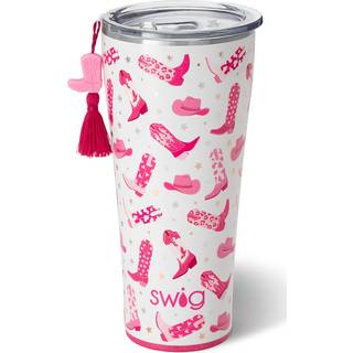 Swig Life 32oz isoleret tumbler rejser kaffetumbler med låg kopholder Venlig rejsekaffe krus rustfrit stål termos med låg (lad os gå piger)