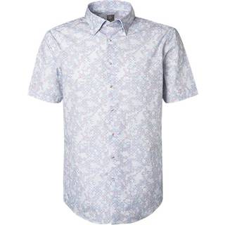 Jacques Britt Herren Kurzarmhemd blau geblümt