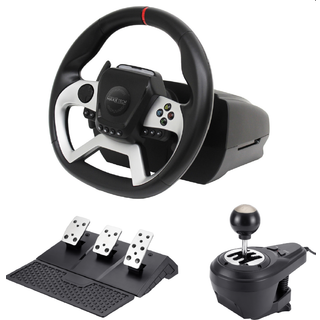 MAXX TECH PRO FF RACING WHEEL KIT (WHEEL 3-PEDAL SET & SHIFTER) - Wired Wheel, gamepad and pedals set - Sony PlayStation 4