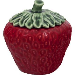 Bordallo Pinheiro Strawberries Krukke Med Låg 45 Cl - Opbevaringskrukker & Låg Lertøj Grøn - 65006992