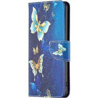 EIDERWOOD Sony Xperia 10 VI Læder Flip Cover m. Pung & Ståfunktion - Blå med Sommerfugle