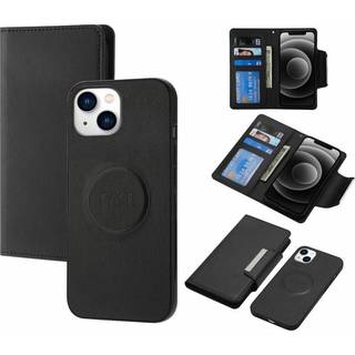 iPhone 15 Plus Kunstlæder Flip Cover 2-i-1 m. Pung & Magnetlås - Sort