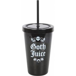 Schwarzer "Goth Juice" Getränkebecher mit Strohhalm