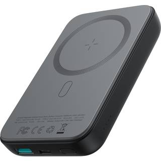 SiGN Magnetic Wireless Mini Powerbank 10000mAh, USB-C, USB-A - Sort