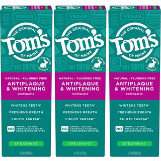 Tom's of Maine fluoridfri Antiplaque & Whitening Natural Toothpasta Spearmint 4,5 oz. 3-pack