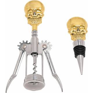 Totenkopf-Korkenzieher & Weinflaschenverschluss-Set