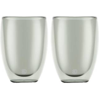 PAVINA dobbeltsidet glas 35 cl, grå, 2 stk.