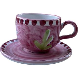 Piccola Home Amalfi Cappuccinokop Med Underkop - Kaffekopper Keramik Rosa - TZTDB--A-RO-SM