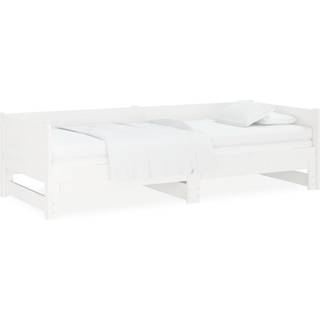 daybed med udtræk 2x(80x200) cm massivt fyrretræ hvid