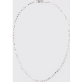 Mens Square Stone Detail Iced Necklace In Silver
