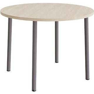 Bord Add 590, Ø1200 mm, højde 900 mm, hvidpigmenteret eg laminat på gråt stel