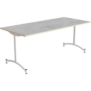 Bord Zeb 231, 1800x800 mm Højde 720 mm, Lys grå linoleum, Hvidt stel