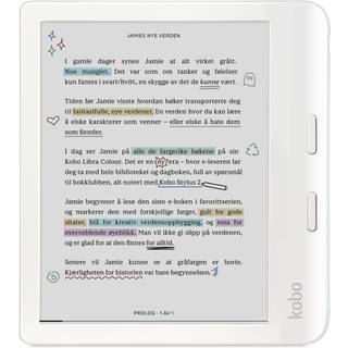 Kobo Libra Colour e-bogslæser, hvid ➞ På lager - klar til levering