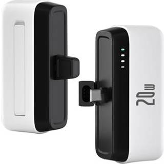 T160 Mini bærbar USB-C powerbank - PD 20W, 5000mAh - hvid