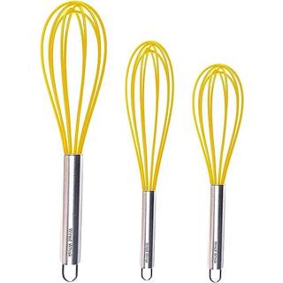 Silikon Vispuppsättning av 3 - silikonsviskar för matlagning av icke -skrot - silikonvispet - hand visp - wisk - metall visp - liten visp - mini