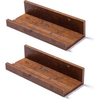 Muzilife 12 tommer sm? flydende hylder - s?t med 2 rustikke tr? flydende hylder - v?gmonteret billede afsats til badev?relse sovev?relse stue hon