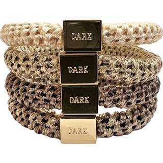 Dark Fat Hair Ties 4 Pk Combo Nougat Mix W/Gold