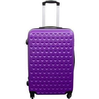 Mellem kuffert - Lilla med hjerter hardcase kuffert - Eksklusiv rejsekuffert med 4 hjul
