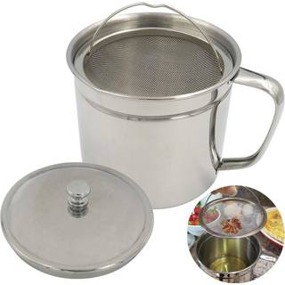 Evelots Cooking Oil Storage Can-Bacon Grease Keeper-Stainless Mesh Sil Sil-Easy Grip Handle-Large 5 Cup Fat Storage
