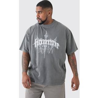 Mens Plus Oversized Homme Cross T-shirt In Grey