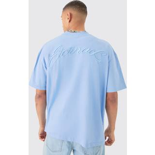 Mens Pastel Blue Oversized Extended Neck Heavyweight T-shirt