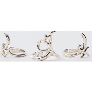 Mens 3 Pack Sculptural Rings In Silver