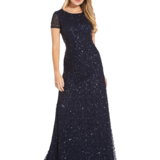 Adrianna Papell Adrianna Papell Blue Scoop Back Long Dress