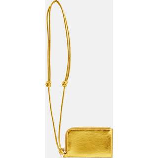 Jil Sander Envelope leather card holder with strap - black - One Size