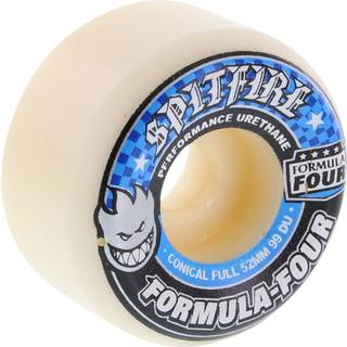 Spitfire Wheels Formula Four Conical Full White W/Blue Skateboard Wheels - 52mm 99A (S?t p? 4)