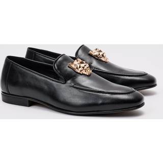 Mens Stone Metal Hardware Loafer in Black