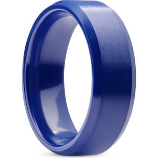 Ferrum | 8 mm Blå Børstet og Poleret Keramikring med Skrå Kant